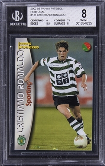 2002-03 Panini Sports Mega Craques #137 Cristiano Ronaldo Rookie Card - BGS NM-MT 8
